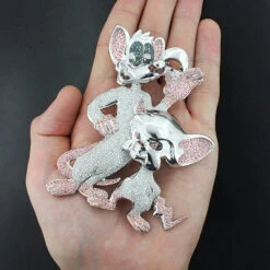 Diamond Pinky And The Brain Pendant 12ct 14K White Gold -Jewelry Sales Store custom hip hop jewelry diamond pinky and the brain pendant 1210ct 14k 4