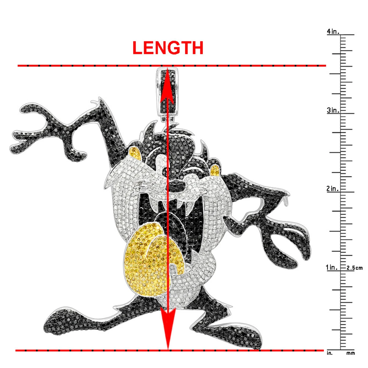 Custom 10K White Gold Taz Tasmanian Devil Diamond Pendant 12.95ct 8 Custom 10K White Gold Taz Tasmanian Devil Diamond Pendant 12.95ct - Image 8