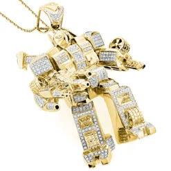 3-D Transformer Diamond Pendant 1.25ct Gold Plated
