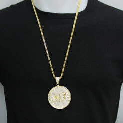 Custom-made 10K Yellow Gold Diamond Pendant For Men 5.9ct -Jewelry Sales Store custom jewelry made yellow gold diamond pendant 590ct 10k 3