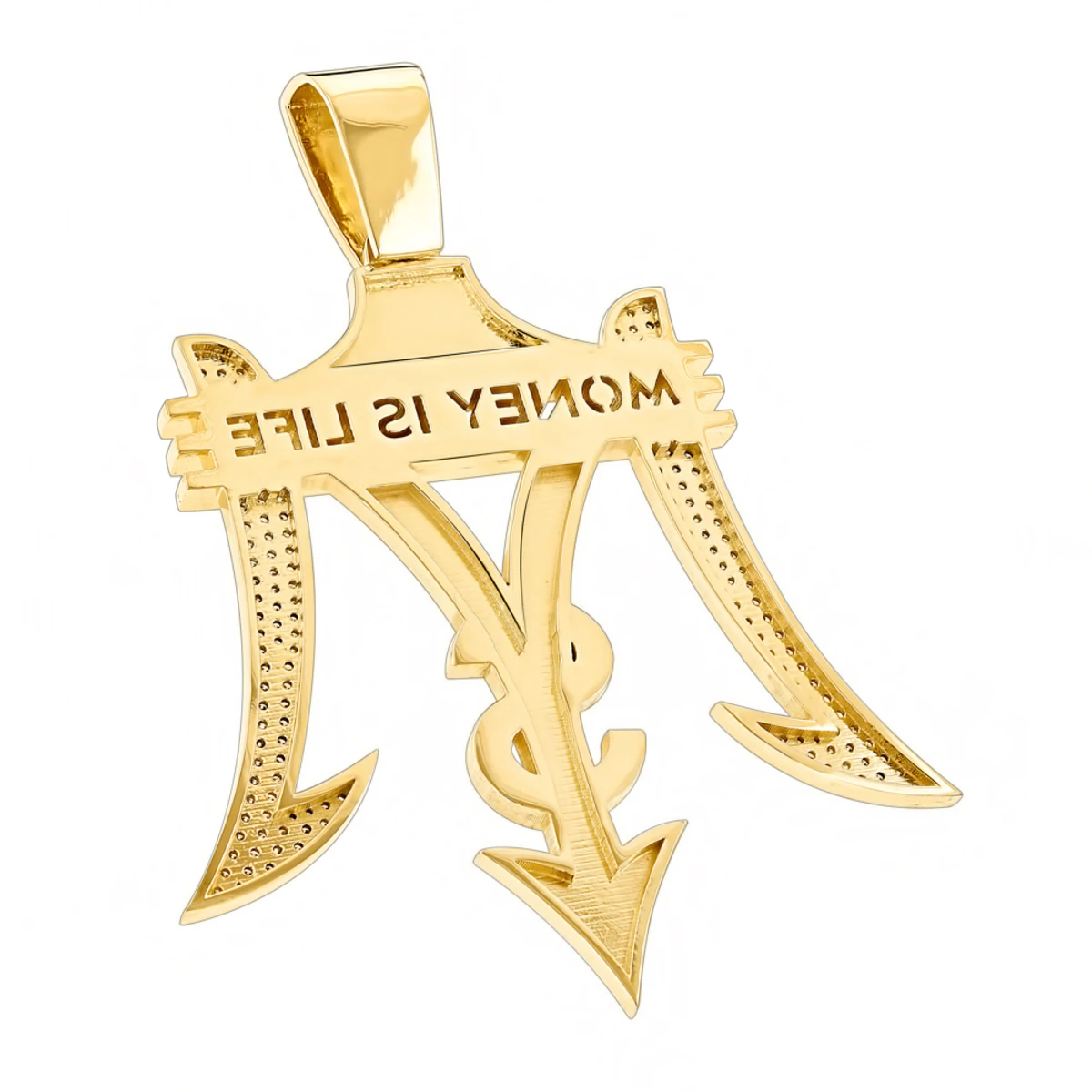 Money Is Life Diamond Pendant For Men 10K Yellow Gold 4ct 4 Money Is Life Diamond Pendant For Men 10K Yellow Gold 4ct - Image 4