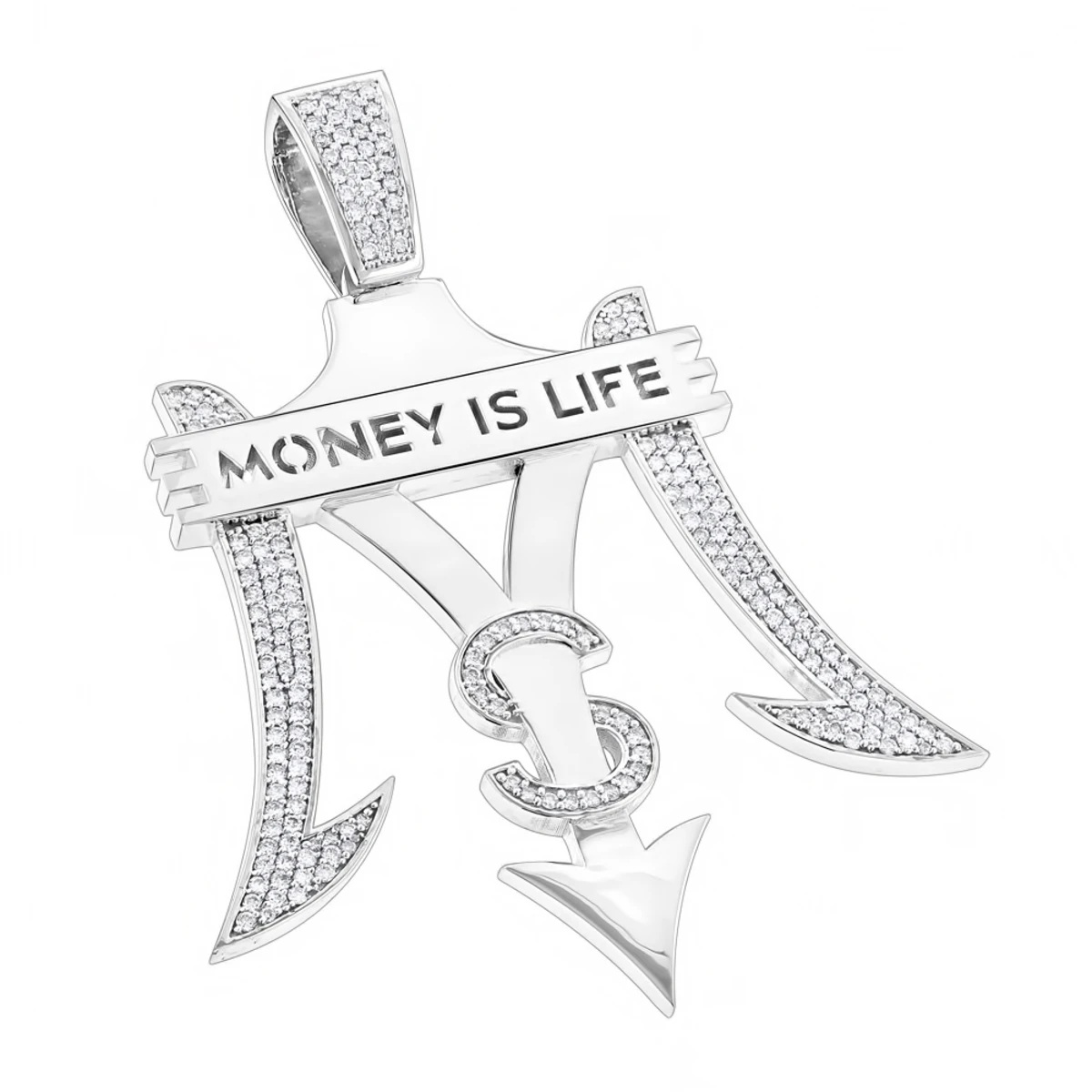 Money Is Life Diamond Pendant For Men 10K Yellow Gold 4ct 2 Money Is Life Diamond Pendant For Men 10K Yellow Gold 4ct - Image 2