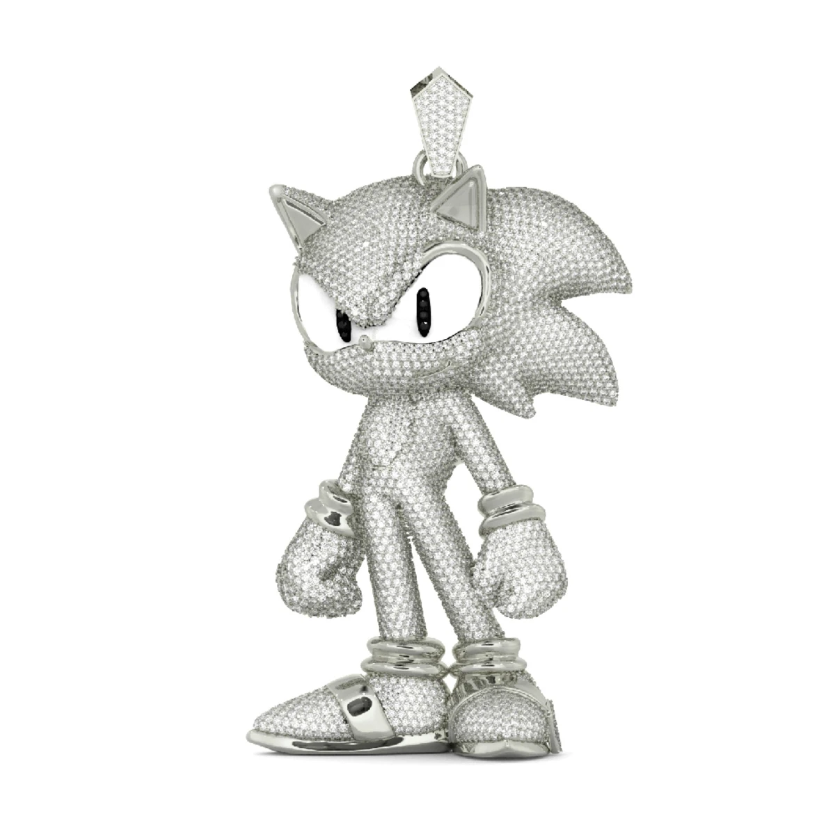 14K Yellow Gold Sonic The Hedgehog Diamond Pendant For Men 22ct 2 14K Yellow Gold Sonic The Hedgehog Diamond Pendant For Men 22ct - Image 2
