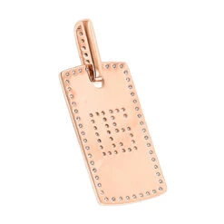 14K Rose Gold 2 Carat Diamond Dog Tag Pendant With Numbers -Jewelry Sales Store custom jewelry solid 14k gold 2 carat diamond dog tag pendant with numbers backro