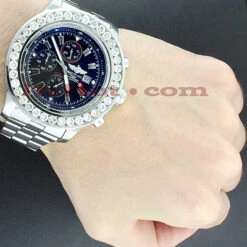 Large Men's Diamond Breitling Super Avenger Watch 12.50 -Jewelry Sales Store custom large diamond bezel breitling super avenger watch 1250 p 45783bod