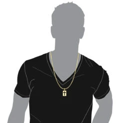 Custom Luccello 18K Yellow Gold Dog Tag Cross Pendant 10 Custom Luccello 18K Yellow Gold Dog Tag Cross Pendant -Jewelry Sales Store custom luccello 18k solid gold dog tag cross pendant bodye