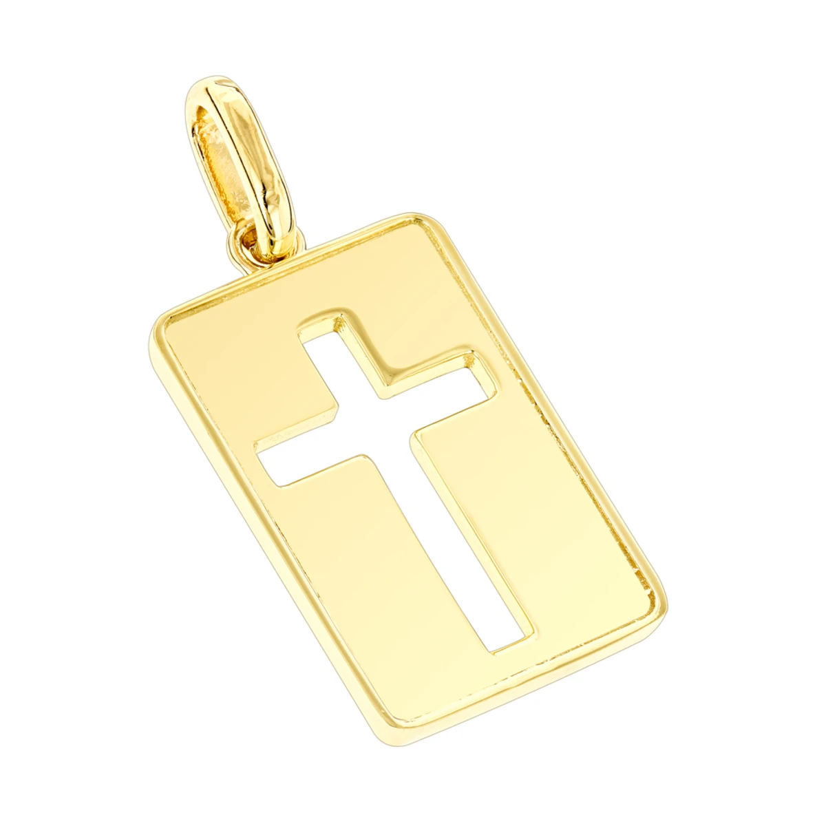 Custom Luccello 18K Yellow Gold Dog Tag Cross Pendant 1 Custom Luccello 18K Yellow Gold Dog Tag Cross Pendant