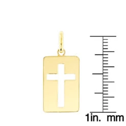 Custom Luccello 18K Yellow Gold Dog Tag Cross Pendant 11 Custom Luccello 18K Yellow Gold Dog Tag Cross Pendant -Jewelry Sales Store custom luccello 18k solid gold dog tag cross pendant rulerye