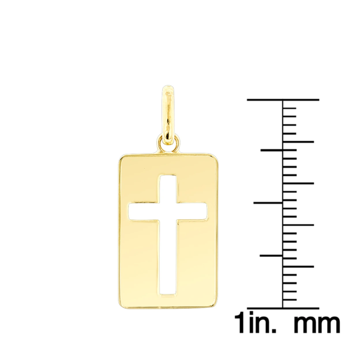 Custom Luccello 18K Yellow Gold Dog Tag Cross Pendant 6 Custom Luccello 18K Yellow Gold Dog Tag Cross Pendant - Image 6