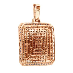 Unique Large 8 Carat Blue Diamonds 14K White Gold Dog Tag Pendant For Men -Jewelry Sales Store custom made 14k gold large 8 carat blue diamonds dog tag pendant for men back rose 1 20220222 20220227