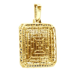 Unique Large 8 Carat Blue Diamonds 14K White Gold Dog Tag Pendant For Men -Jewelry Sales Store custom made 14k gold large 8 carat blue diamonds dog tag pendant for men back yellow 1 20220222 20220227