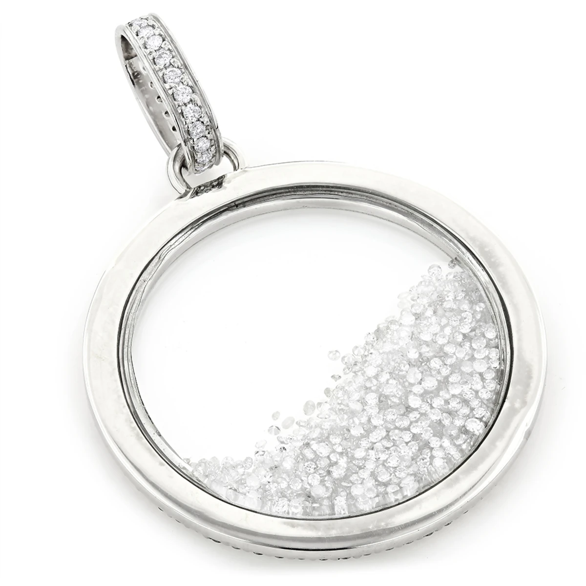 Custom-made Diamond Circle Shaker Pendant Gold Or Sterling Silver 8.7ct 4 Custom-made Diamond Circle Shaker Pendant Gold Or Sterling Silver 8.7ct - Image 4