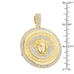 Men's Diamond Versace Style Medusa Pendant Medallion 18K Yellow Gold 7ct 11 Men's Diamond Versace Style Medusa Pendant Medallion 18K Yellow Gold 7ct -Jewelry Sales Store custom made diamond versace style medusa pendant medallion 18k gold 6ct rulerye