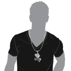 Custom Super Mario Real Diamond Pendant In Silver 2.5ct -Jewelry Sales Store custom made jewelry super mario diamond pendant in silver 250ct bodwh