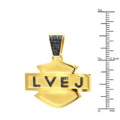 Logo Name Black Diamond Pendant For Men 14K Yellow Gold 0.55ct -Jewelry Sales Store custom made logo name black diamond pendant for men 14k gold 0 55ct rulerye