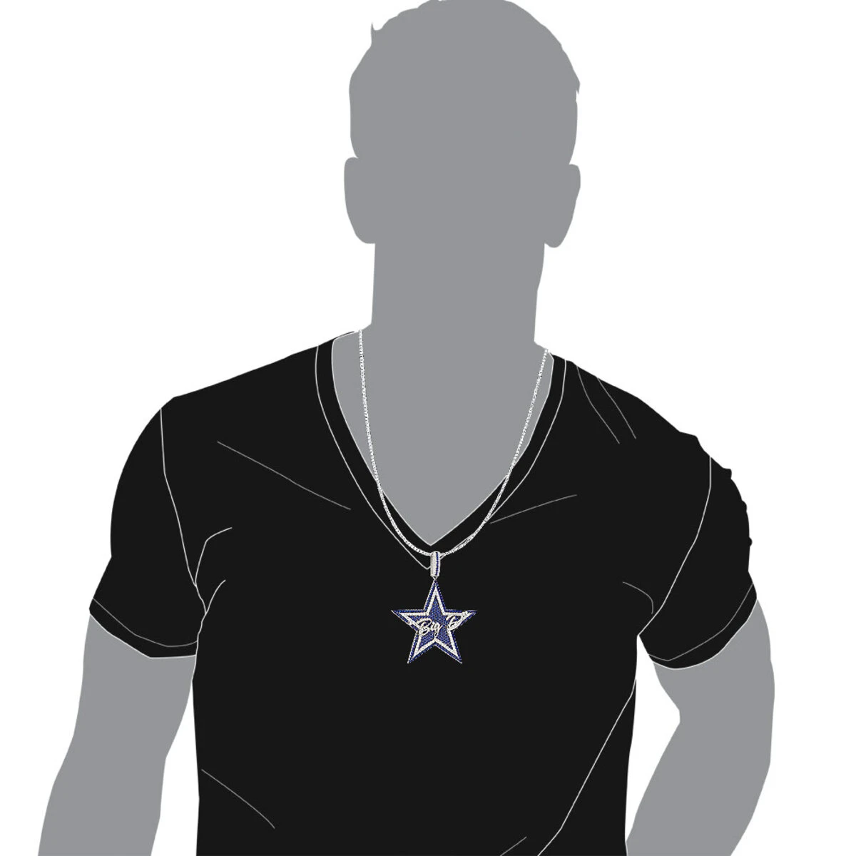 Iced Out Large Star Name Pendant In Sterling Silver For Men 3 Iced Out Large Star Name Pendant In Sterling Silver For Men - Image 3