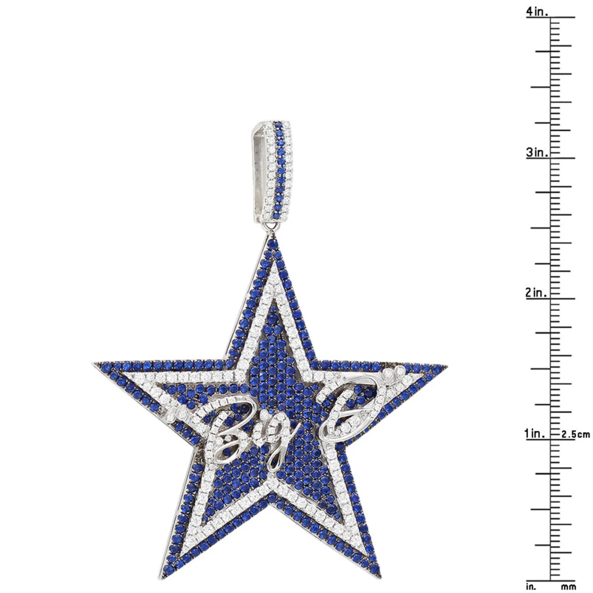 Iced Out Large Star Name Pendant In Sterling Silver For Men 4 Iced Out Large Star Name Pendant In Sterling Silver For Men - Image 4