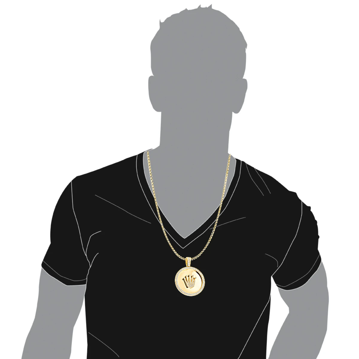 18K Yellow Gold Crown Diamond Pendant Rolex Style Medallion 6ct 5 18K Yellow Gold Crown Diamond Pendant Rolex Style Medallion 6ct - Image 5