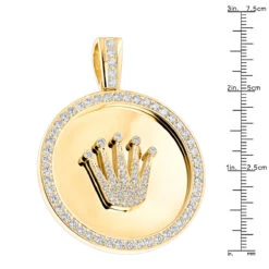 18K Yellow Gold Crown Diamond Pendant Rolex Style Medallion 6ct 11 18K Yellow Gold Crown Diamond Pendant Rolex Style Medallion 6ct -Jewelry Sales Store custom made solid 18k gold crown diamond pendant rolex style medallion 6ct rulerye