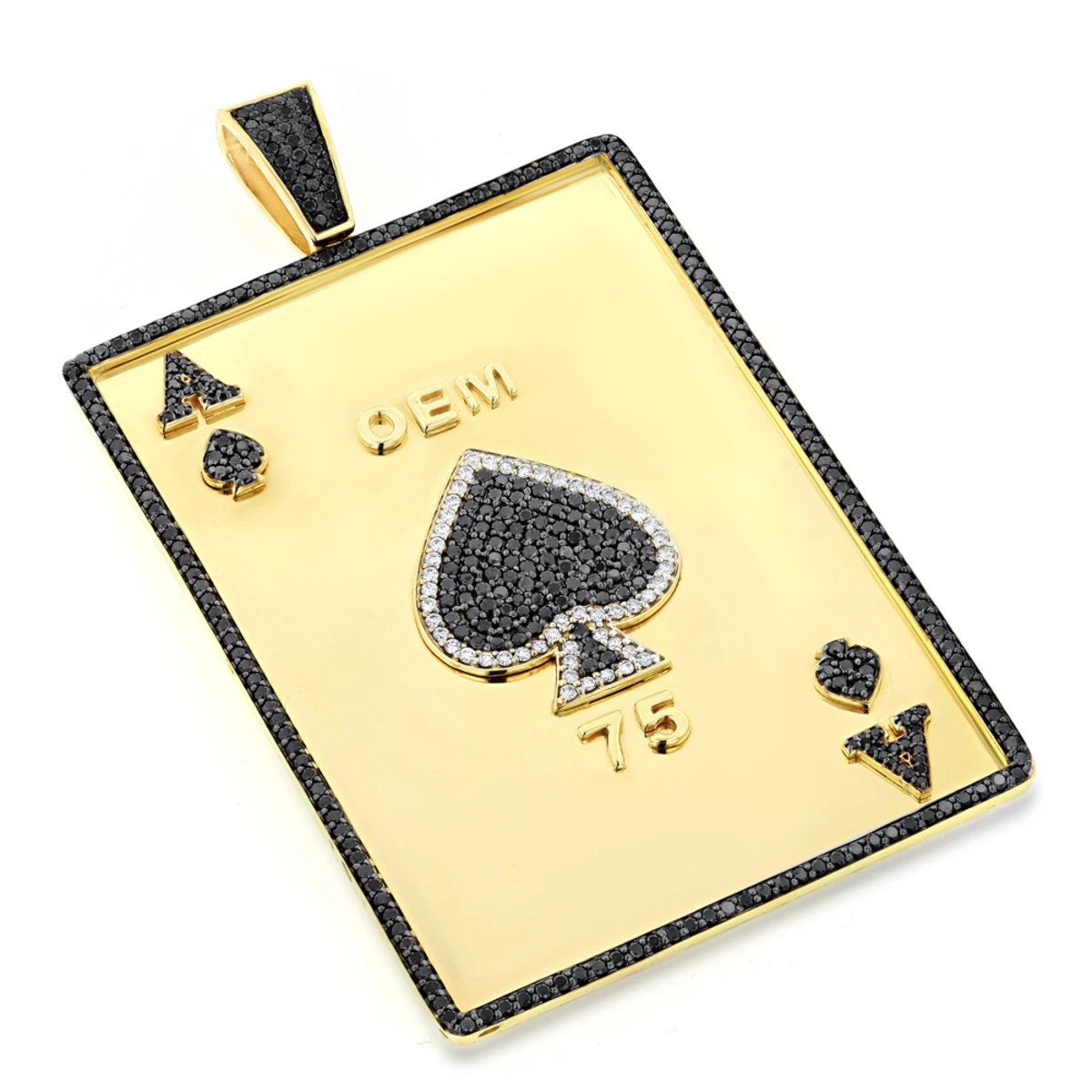 Ace Of Spades Diamond Pendant 10K Yellow Gold Card 11.45ct 1 Ace Of Spades Diamond Pendant 10K Yellow Gold Card 11.45ct
