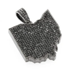 Black Diamond Ohio State Pendant In Sterling Silver 14ct