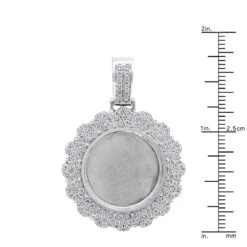 Customizable Medallion Diamond Picture Pendant 1.52 Carats 14K White Gold -Jewelry Sales Store customizable photo medallion diamond pendant 152 carats solid 14k gold 804056 ruler white