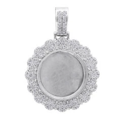 Customizable Medallion Diamond Picture Pendant 1.52 Carats 14K White Gold