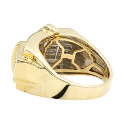 Designer 14K Yellow Gold Men's Diamond Criss Cross Ring 2.5ct -Jewelry Sales Store designer 14k gold mens diamond criss cross ring 25ct backye