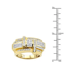 Designer 14K Yellow Gold Men's Diamond Criss Cross Ring 2.5ct -Jewelry Sales Store designer 14k gold mens diamond criss cross ring 25ct rulerye
