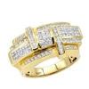 Designer 14K Yellow Gold Men's Diamond Criss Cross Ring 2.5ct