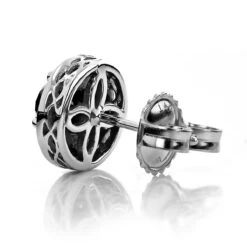 Designer 14K White Gold White Black Diamond Earrings 2.04ct -Jewelry Sales Store designer 14k white black diamond earrings 204ct p 6721 backwh