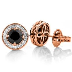 Designer 14K White Gold White Black Diamond Earrings 2.04ct -Jewelry Sales Store designer 14k white black diamond earrings 204ct p 6721 ro