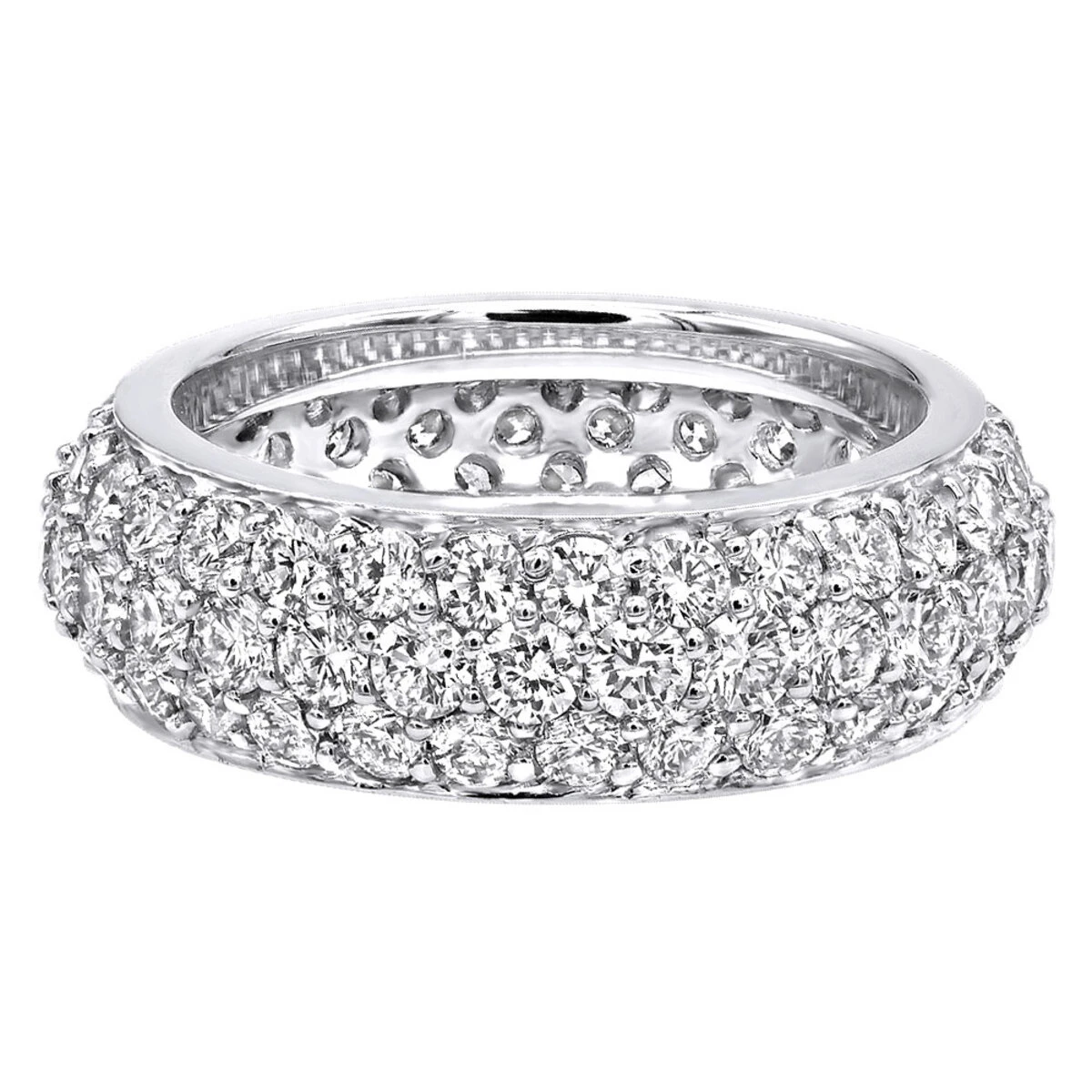Designer 18K White Gold Pave Diamond Eternity Ring 3.23ct 4 Designer 18K White Gold Pave Diamond Eternity Ring 3.23ct - Image 4