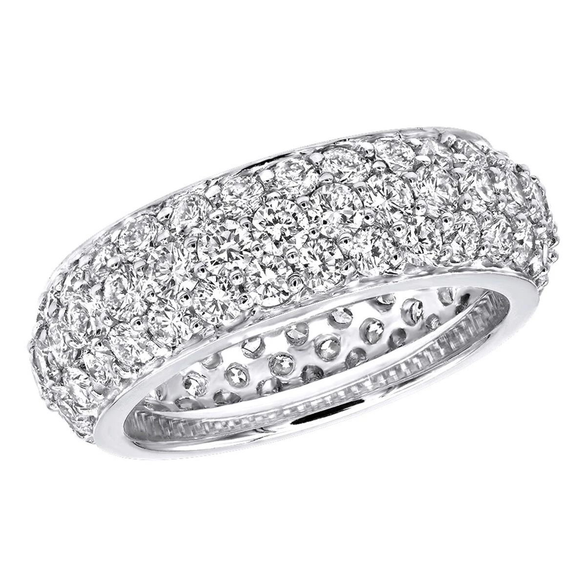 Designer 18K White Gold Pave Diamond Eternity Ring 3.23ct 1 Designer 18K White Gold Pave Diamond Eternity Ring 3.23ct