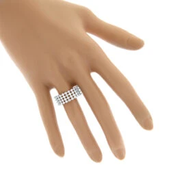 Designer 4 Row Diamond Wedding Band 1.42ct 14K White Gold -Jewelry Sales Store designer 4 row diamond wedding band 142ct 14k gold p 48308 bodwh