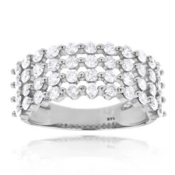 Designer 4 Row Diamond Wedding Band 1.42ct 14K White Gold
