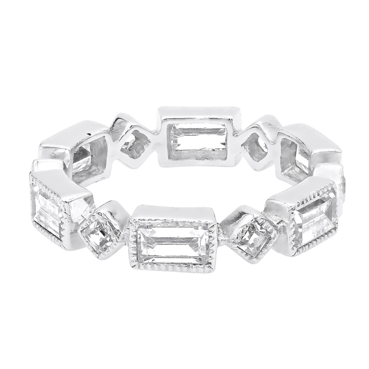 Thin 14K White Gold Princess Cut 3.50ct Diamond Eternity Baguette Band 4 Thin 14K White Gold Princess Cut 3.50ct Diamond Eternity Baguette Band - Image 4