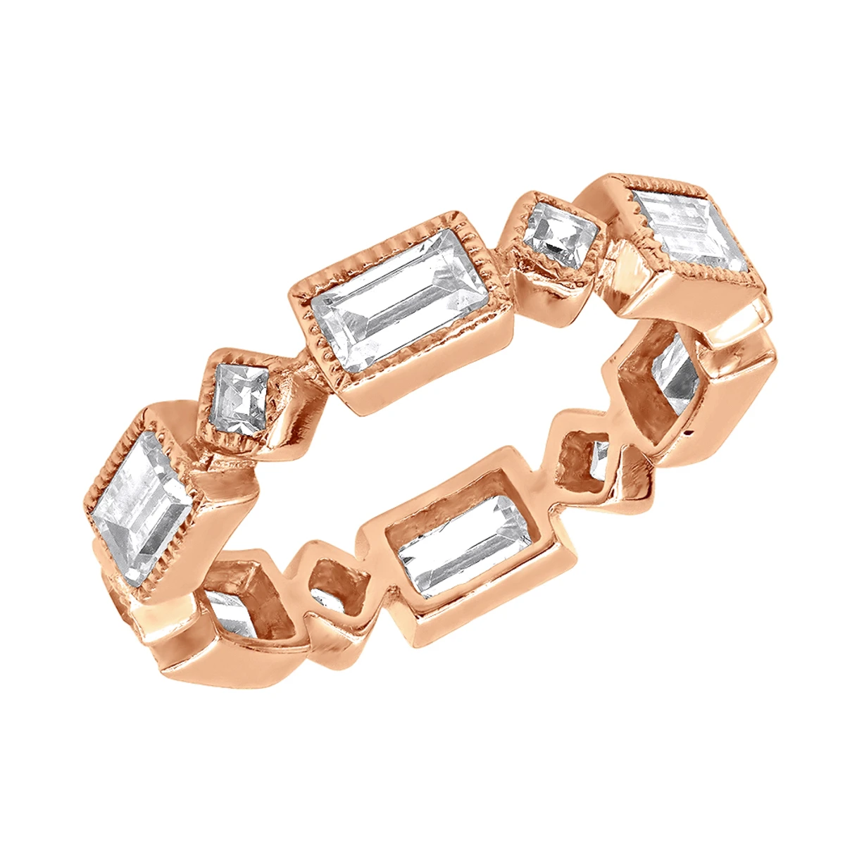 Thin 14K White Gold Princess Cut 3.50ct Diamond Eternity Baguette Band 3 Thin 14K White Gold Princess Cut 3.50ct Diamond Eternity Baguette Band - Image 3