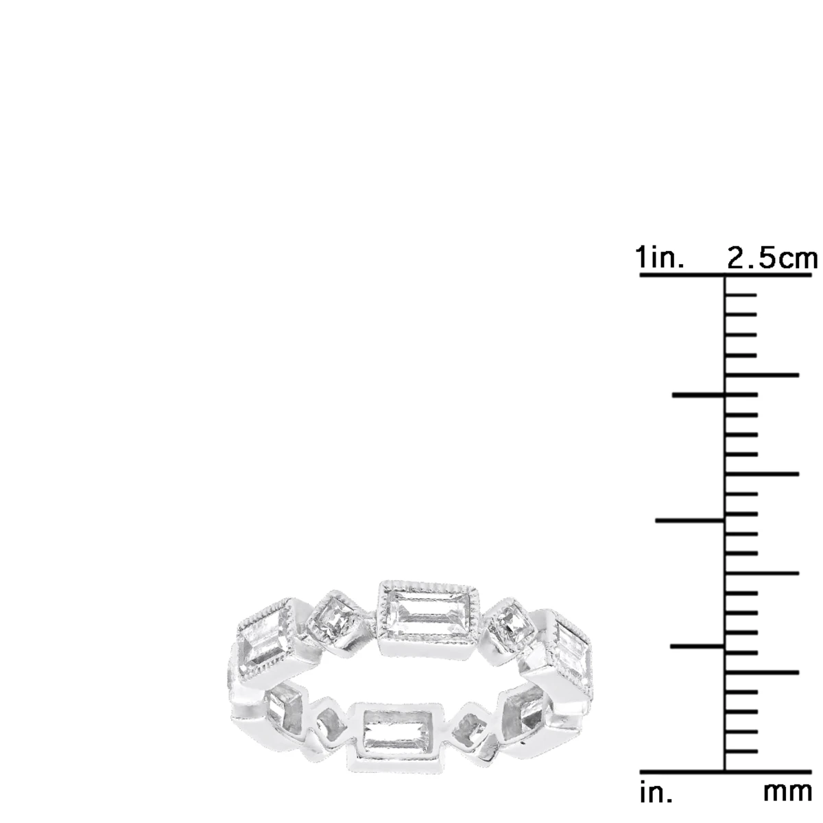Thin 14K White Gold Princess Cut 3.50ct Diamond Eternity Baguette Band 8 Thin 14K White Gold Princess Cut 3.50ct Diamond Eternity Baguette Band - Image 8