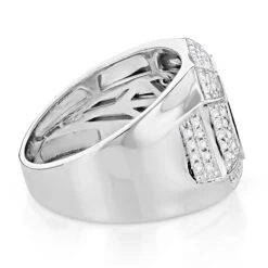 Designer Diamond 14K White Gold Ring For Men By Luxurman -Jewelry Sales Store designer diamond rings for men by luxurman 14k white gold backwh