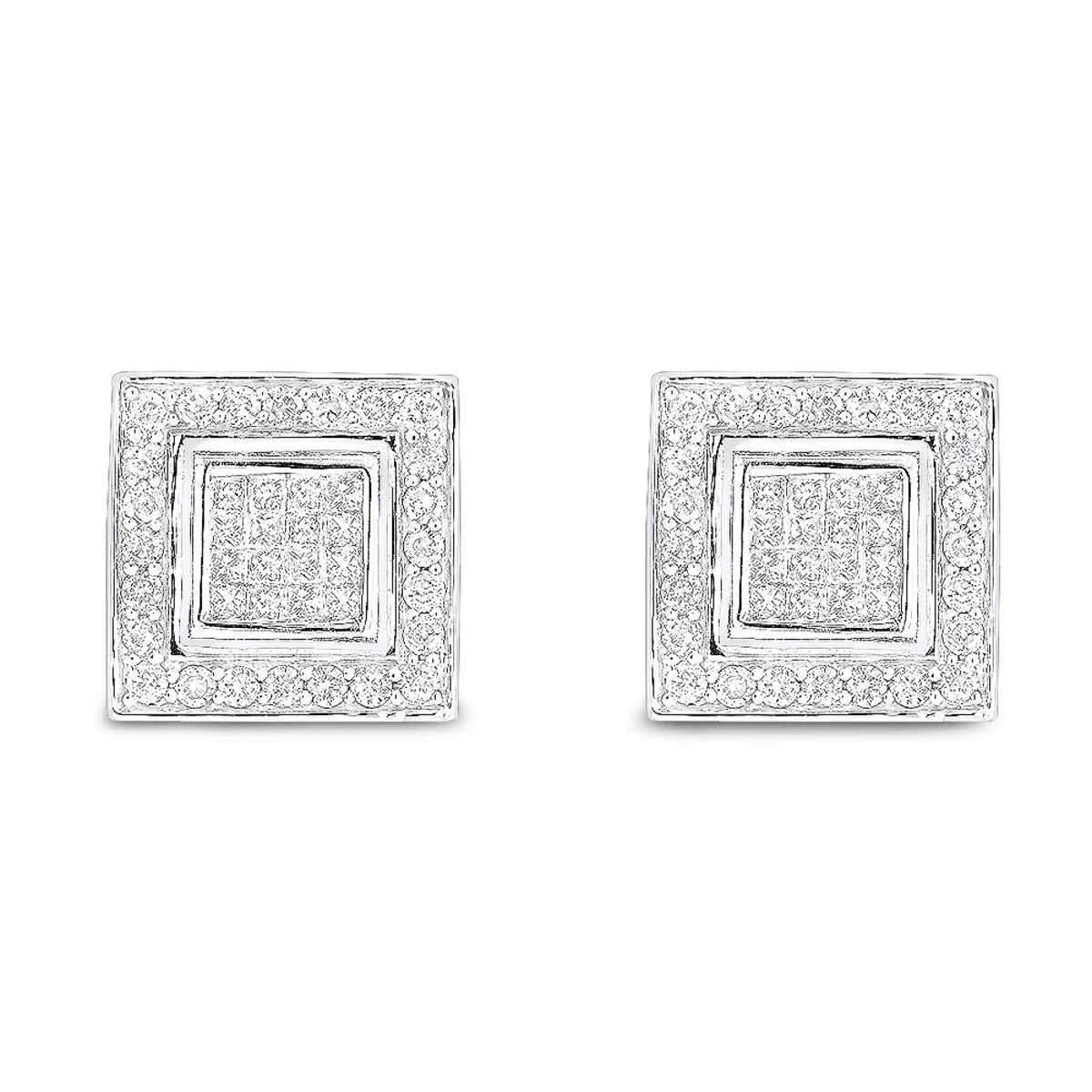 Designer Earrings 14K White Gold Diamond Earrings Studs 1.24 1 Designer Earrings 14K White Gold Diamond Earrings Studs 1.24