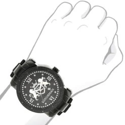 Large Designer Luxurman Phantom Black Diamond Watch For Men 0.12ct -Jewelry Sales Store designer large watches luxurman phatom black diamond watch for men 012ct bod