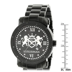 Large Designer Luxurman Phantom Black Diamond Watch For Men 0.12ct -Jewelry Sales Store designer large watches luxurman phatom black diamond watch for men 012ct ruler