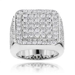 Designer Men's Diamond Ring 6ct 14K White Gold