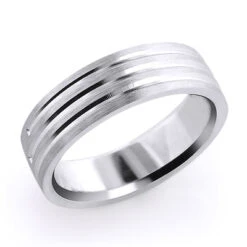 Designer Three Lines Solid Platinum Men's Wedding Band