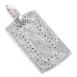 Diamond Dog Tag Military Pendant With Rubies & Diamonds 1.25ct 14K White Gold -Jewelry Sales Store diamond dog tag military pendant with diamonds 125ct 14k backwh
