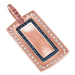 Diamond Dog Tag Military Pendant With Rubies & Diamonds 1.25ct 14K White Gold -Jewelry Sales Store diamond dog tag military pendant with diamonds 125ct 14k ro