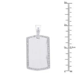Diamond Dog Tag Pendant In Sterling Silver 0.48ct -Jewelry Sales Store diamond dog tag pendant in sterling silver 048ct p 48321 rulerwh