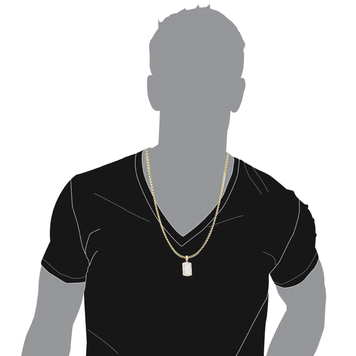 Diamond Dog Tags 10K Yellow Gold Iced Out Small Dog Tag Pendant By Luxurman 5 Diamond Dog Tags 10K Yellow Gold Iced Out Small Dog Tag Pendant By Luxurman - Image 5