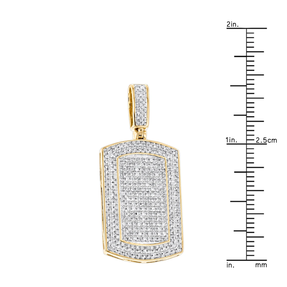 Diamond Dog Tags 10K Yellow Gold Iced Out Small Dog Tag Pendant By Luxurman 6 Diamond Dog Tags 10K Yellow Gold Iced Out Small Dog Tag Pendant By Luxurman - Image 6